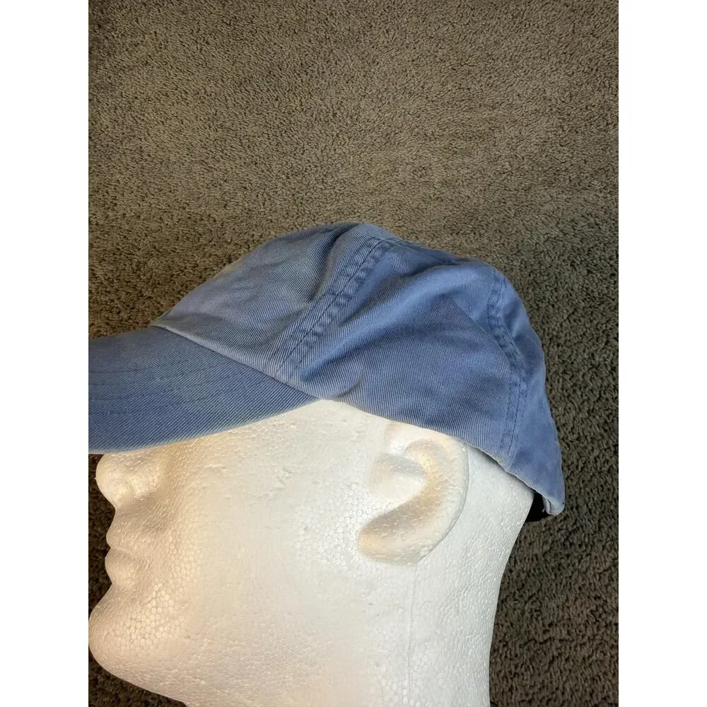 Vintage Polo Ralph Lauren Hat Mens One Size Blue Yellow Pony Leather Strap Faded